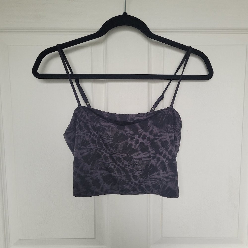 EXPRESS BODY CONTOUR DOUBLE LAYER CROPPED SQUARE NECK CAMI Medium tie dye